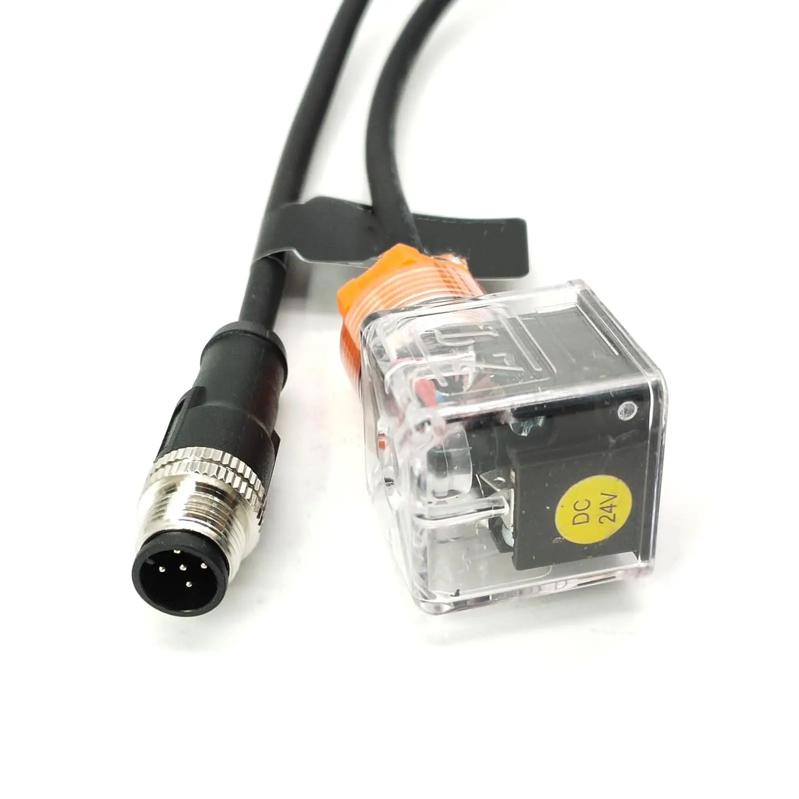 M12 to 43650 Solenoid Valve Connector, 5-Pin, 2 Meter Cable, IP67 Waterproof, A-Coded