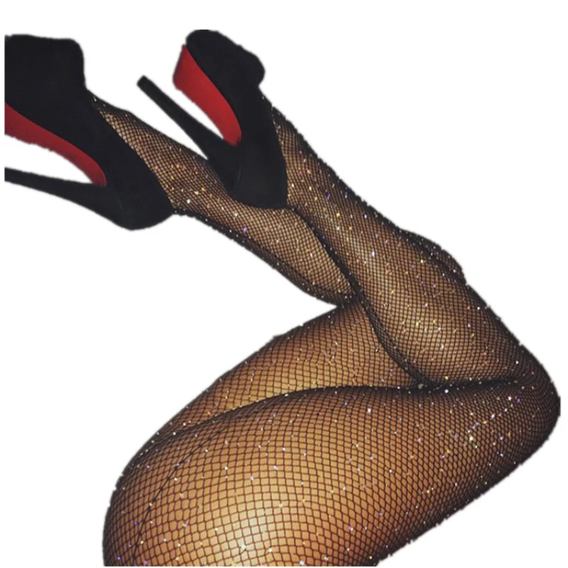 

Back vertical line sexy hot drilling mesh socks diamond mesh fishnet pantyhose black small mesh socks fishnet tights women socks