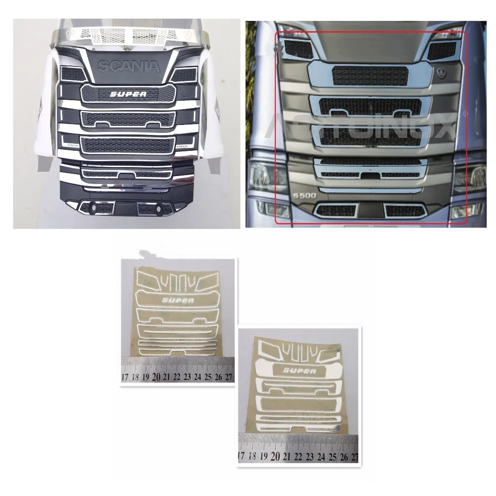 

Metal Paste Intake Hood Stickers Decoration Parts for 1/14 Tamiya Truck Tractor Scania 56368 770s DIY Upgrade Accessories