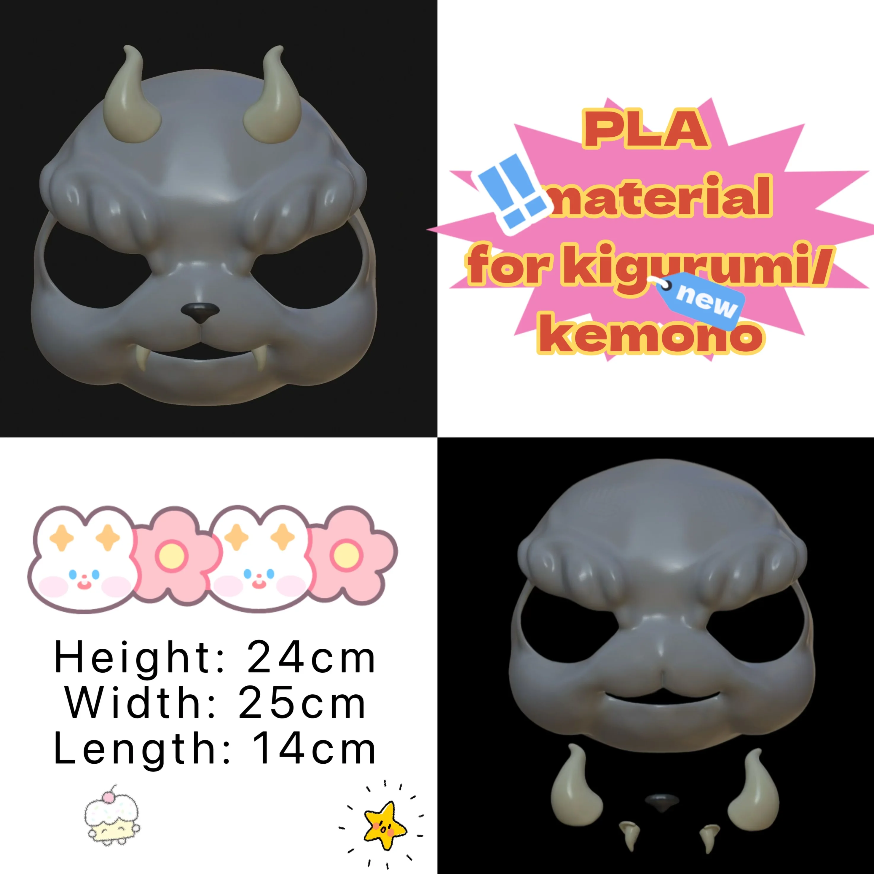 

Kigurumi Base Mask Lion and Kirin 3D Printed Animal Skull Kemono Cosplay Anime Accessories