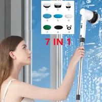 7 IN 1 Cordless Electric Spin Scrubber Adjustable Cleaning Brush Cordless Chargeable Waterproof Bathroom Cleaning Tools Set