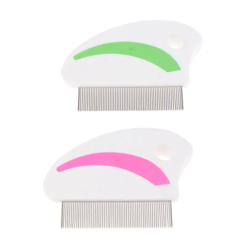 1pcs Steel Terminator Lice Comb Kids Hair Rid Headlice Super Density Teeth Nit Free Removal Long Teeth Anti-slip Bands Lice Comb