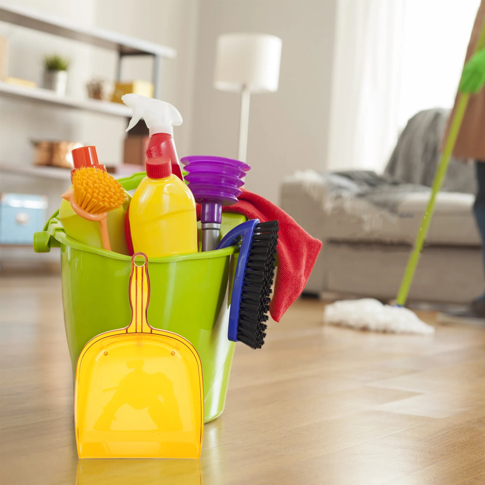 

Dustpan Handheld Garbage Shovel Plastic Kitchen Pans Simple Household Orange Scoop for Cleaning Office