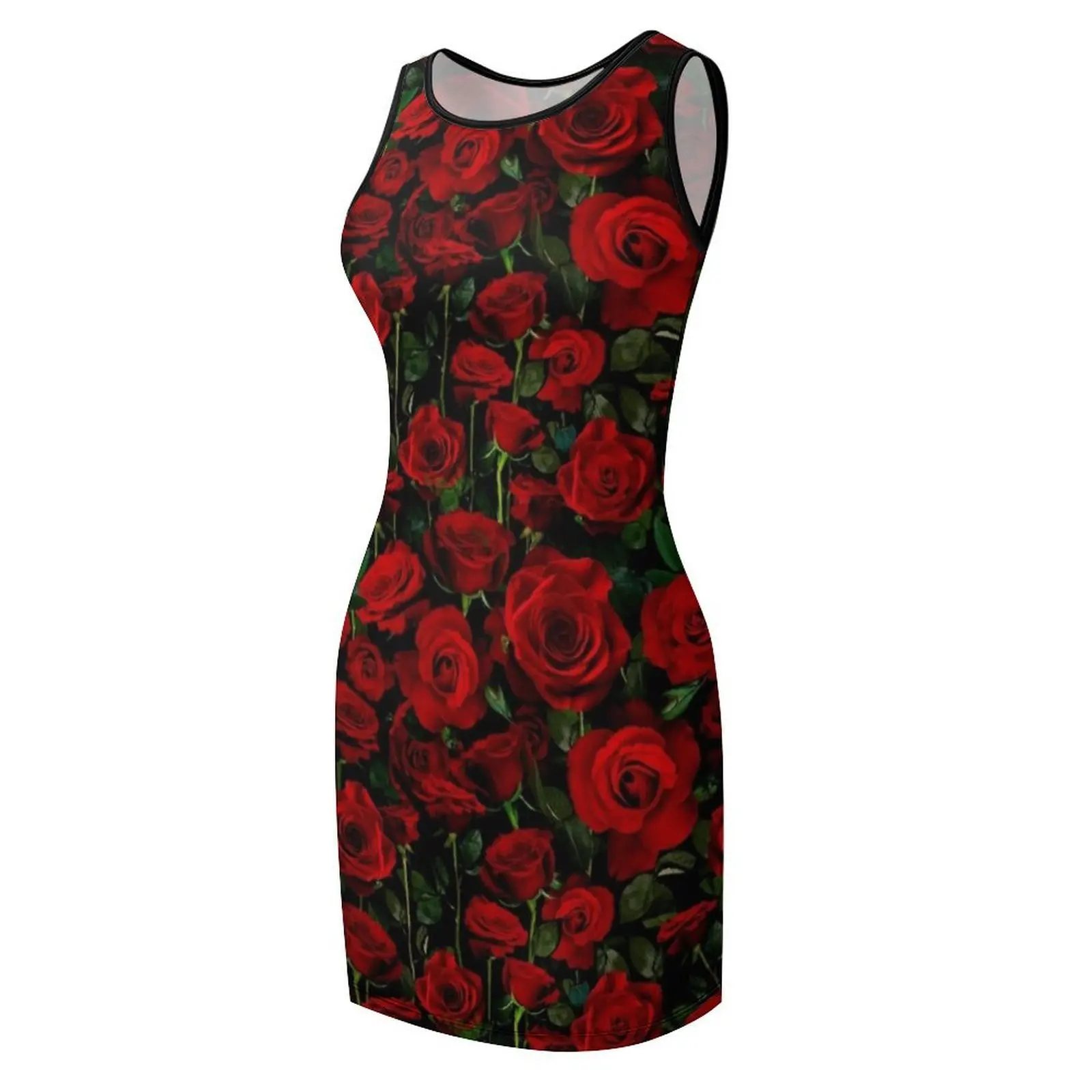 Cama de rosas sem mangas vestido de verão feminino terno chique e elegante vestido de noite feminino vestidos de ocasião formal