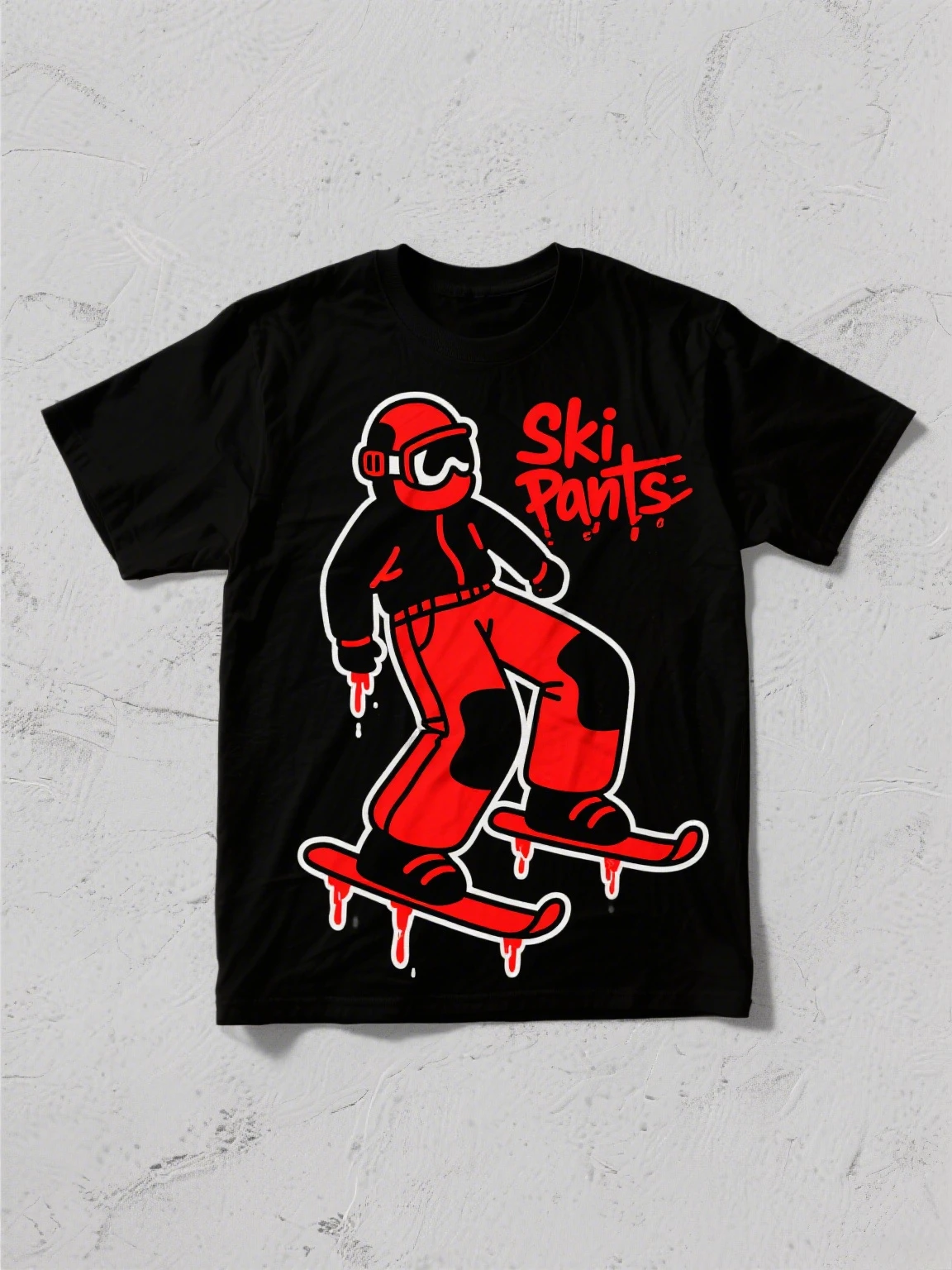 

Harajuku Goth Cotton Tee: Ski Pants Graphic for Edgy Snow - Sports Enthusiasts Loose and Large Size Versatile Comfortable T