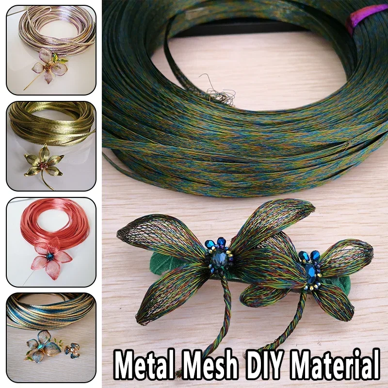 1m Colored copper wire metal Woven Mesh Colorful Shaping DIY Material for Hair Accessories Brooch Earring Jewelry Making Craft