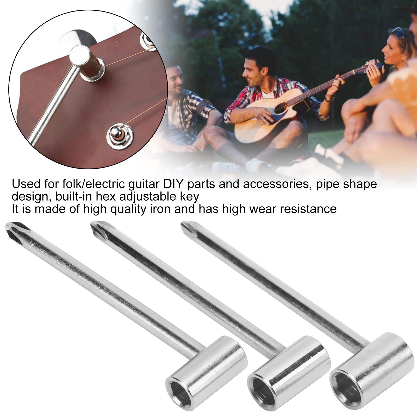 Guitar Rod Wrench Iron 7MM / 8MM / 6.35MM Instrument Adjustment Tool Guitar Neck Adjustment Repair Rod Hex Wrench