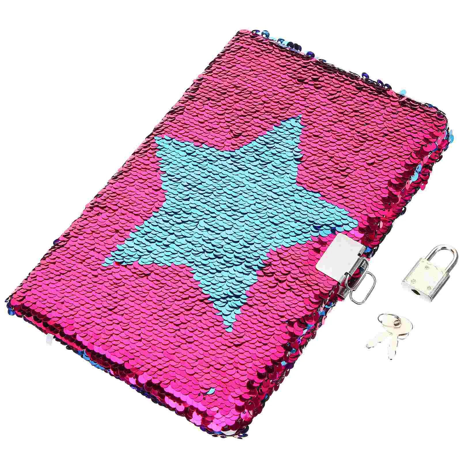 Notebook Creative Writing Journal for Girls Kids Sequins Celebrity with Lock and Key Paper Star Journals Teen