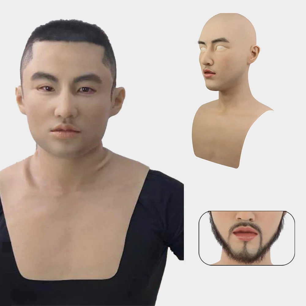 Silicone Full Head Cover Bald Man Artificial Perfect Cosplay Cosplayer Halloween Mask Party Costume Actor