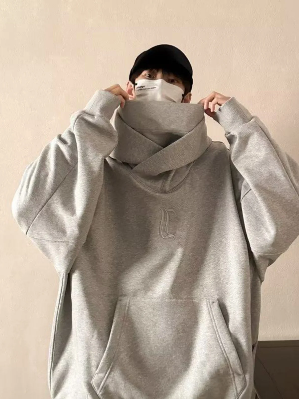 

Мужская толстовка American Sle Heavyweight с капюшоном и высоким воротником, функциональная, для повседневной носки, в стиле Cleanfit, модная уличная одежда, повседневная, удлиненная.