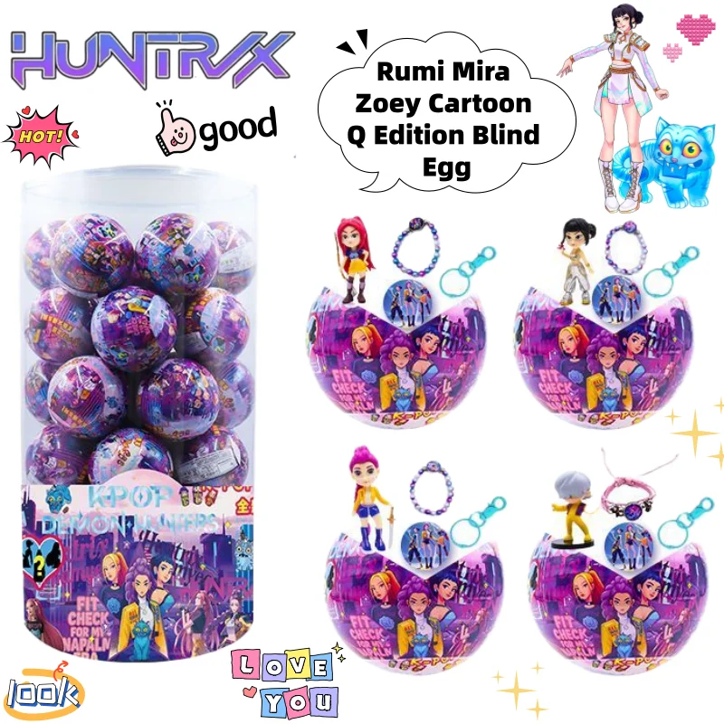 New KPop Demon Hunters Rumi Mira Zoey Creative Cartoon Q Edition Blind Eggs Secondary Animation Surrounding Girls Blind Ball Toy
