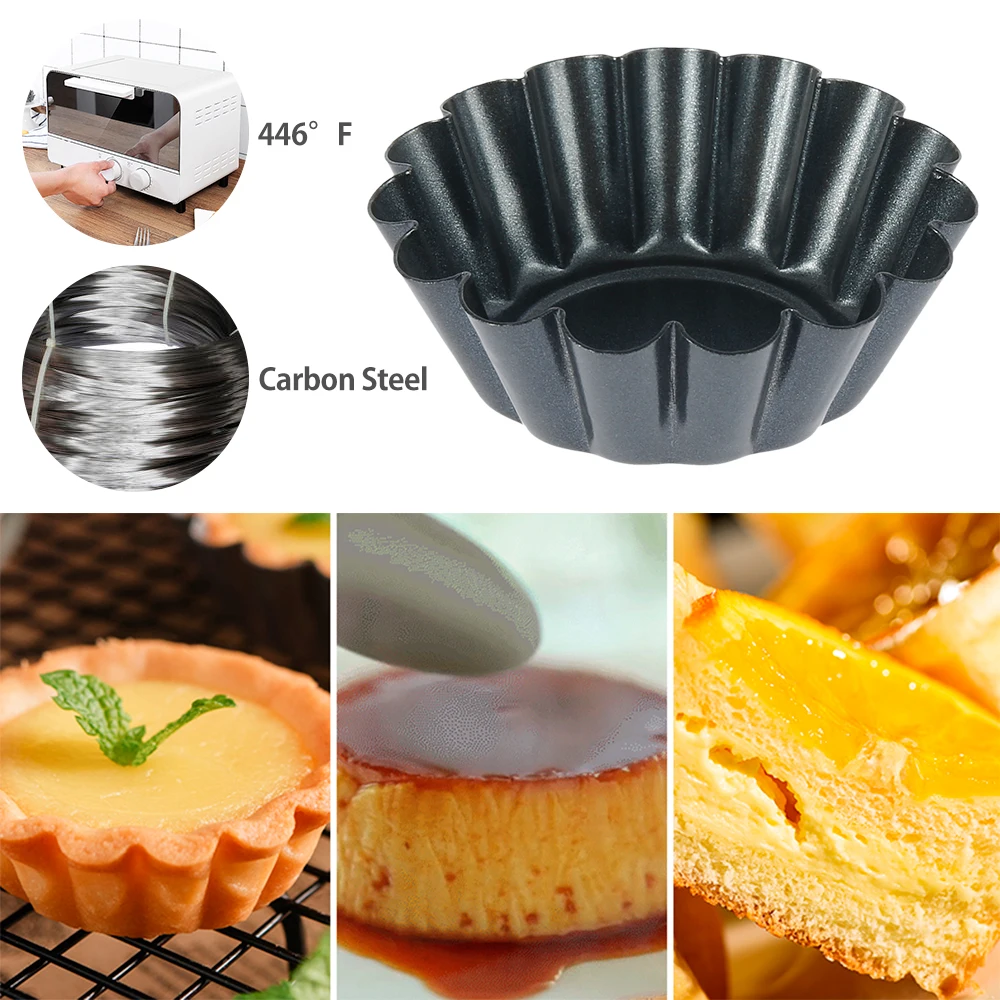 12Pcs Pan Mold Tart Quiche Flan Cake Non-stick Pie Pizza Mold Cupcake Egg Tart Tartlet Baking Mold Muffin Cup Pizza Pan Bakeware