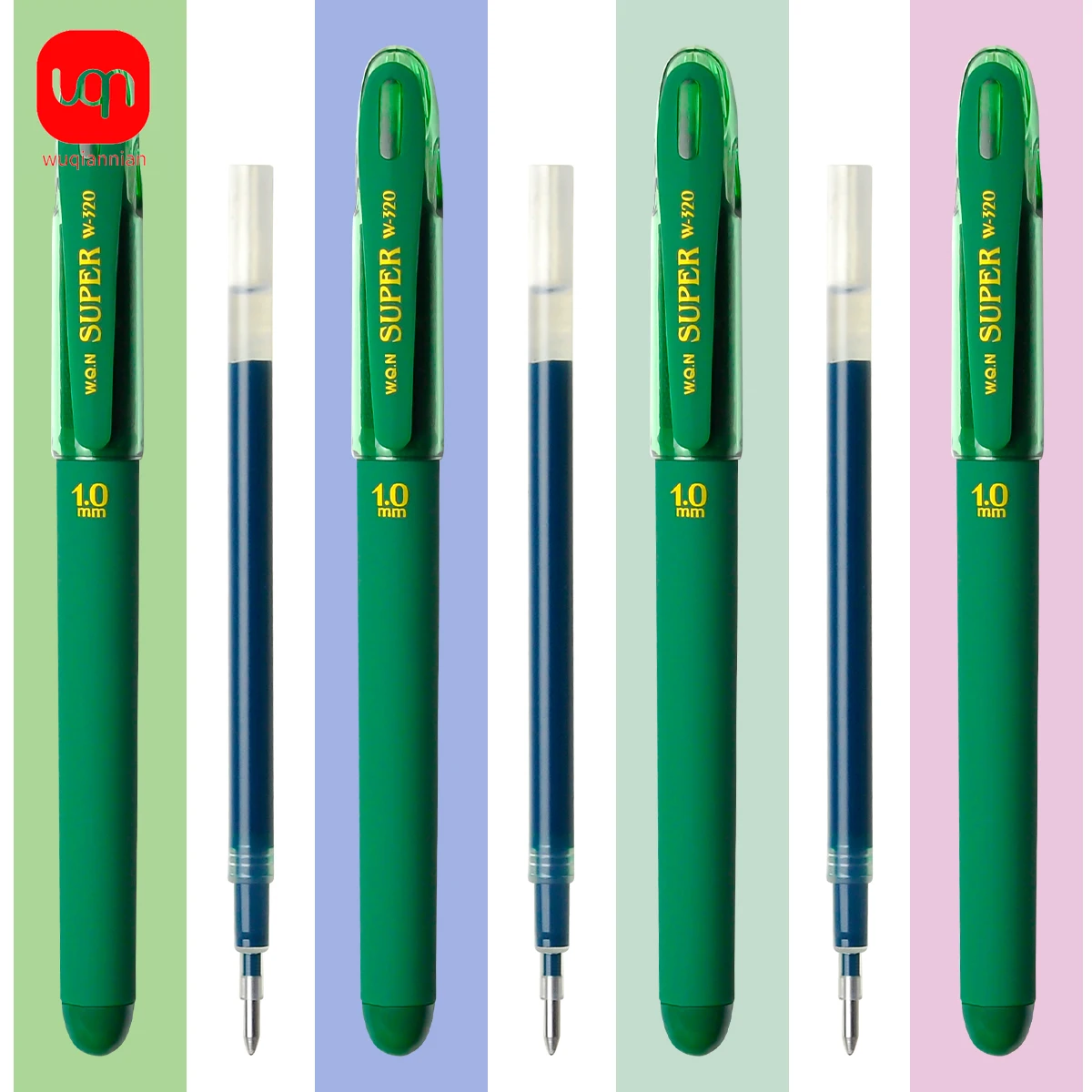 3/6pcs Green Ink Gel Pens,, 1.0mm,for Writing, Large Capacity Refill, Office Supplies Back To Sochool