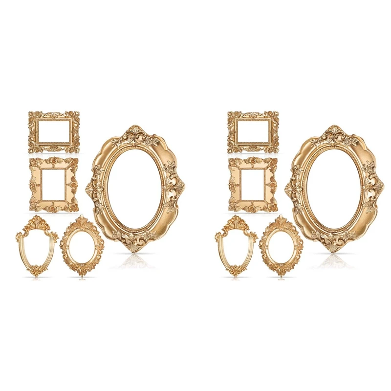 

10Pcs Vintage Resin Picture Frame Wall Hanging Photo Frame Table Top Jewelry Display Frame Holiday Party Hotel Decor