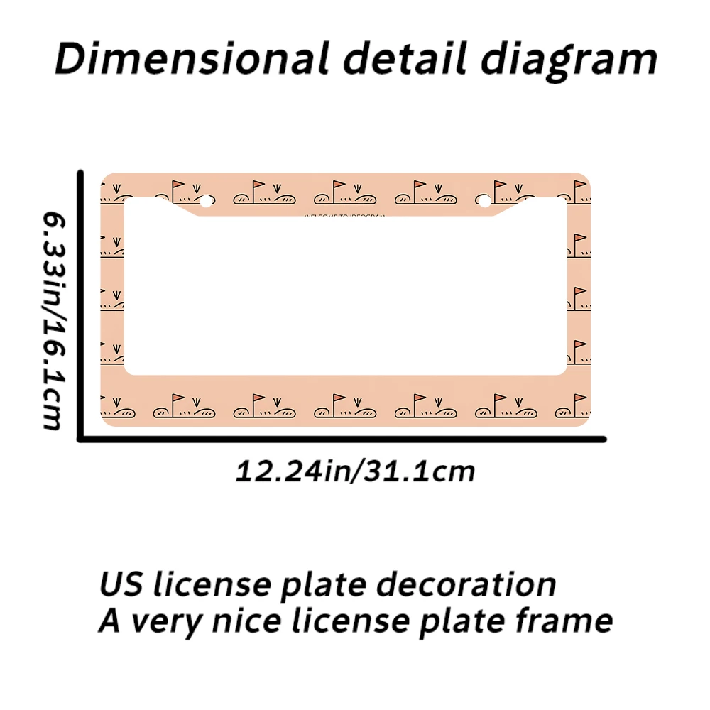 1 قطعة ريترو الوردي جولف العلم نمط 2-Hole إطار لوحة الترخيص ، مادة الألومنيوم ، 6x12 بوصة مع مجموعة المسمار ، فريد سيارة الديكور