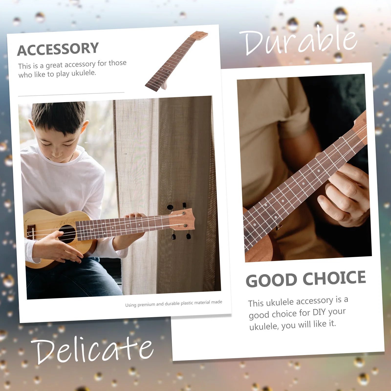 

1 Set Ukulele Neck Kit Wood Fingerboard Diy Supplies Detachable Parts For Easy Installation Gift Idea
