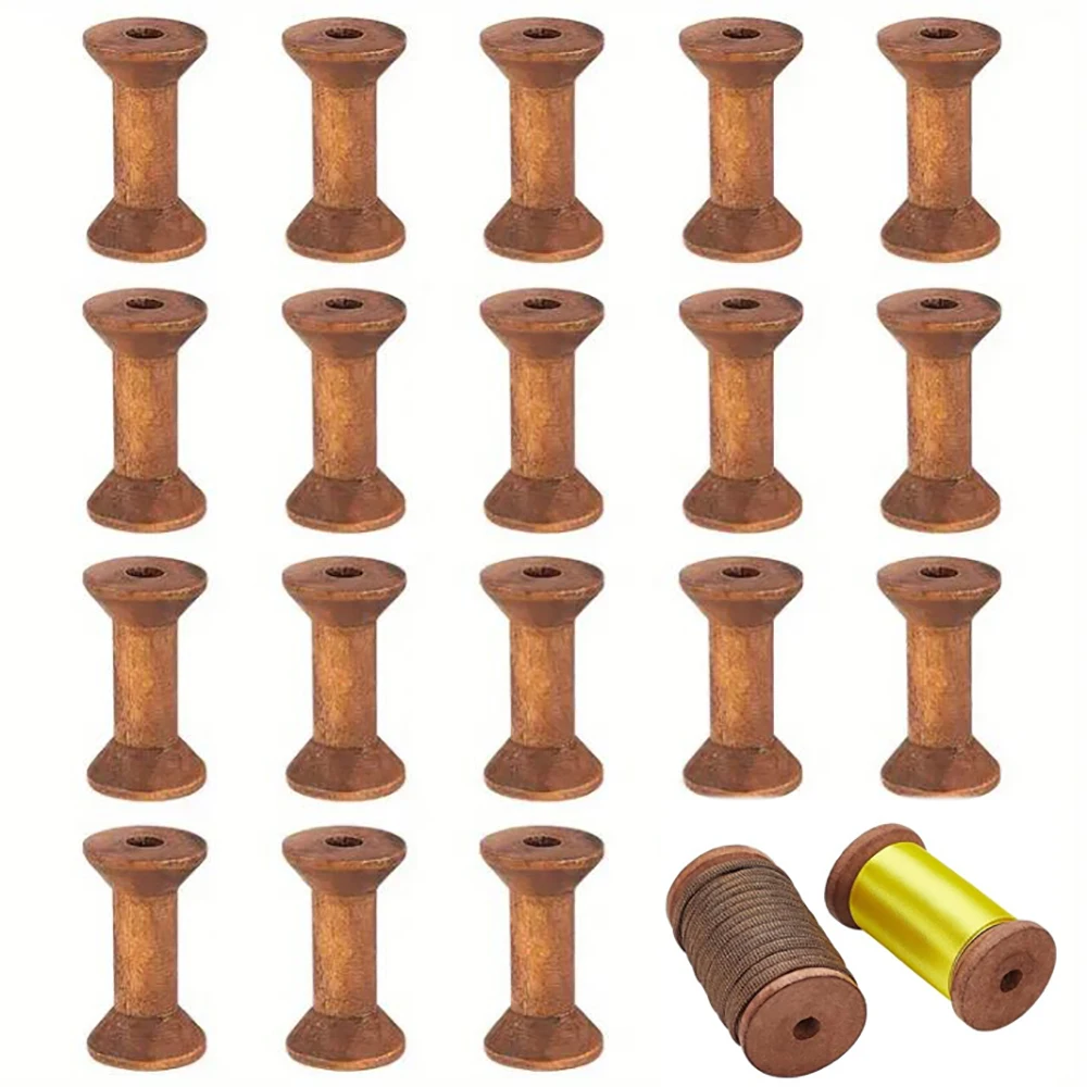 10/20X Vintage Wooden Spools DIY Reels Organizer for Sewing Ribbons Twine Wood Crafts Tools Thread Wire Spool Needlework Supplie