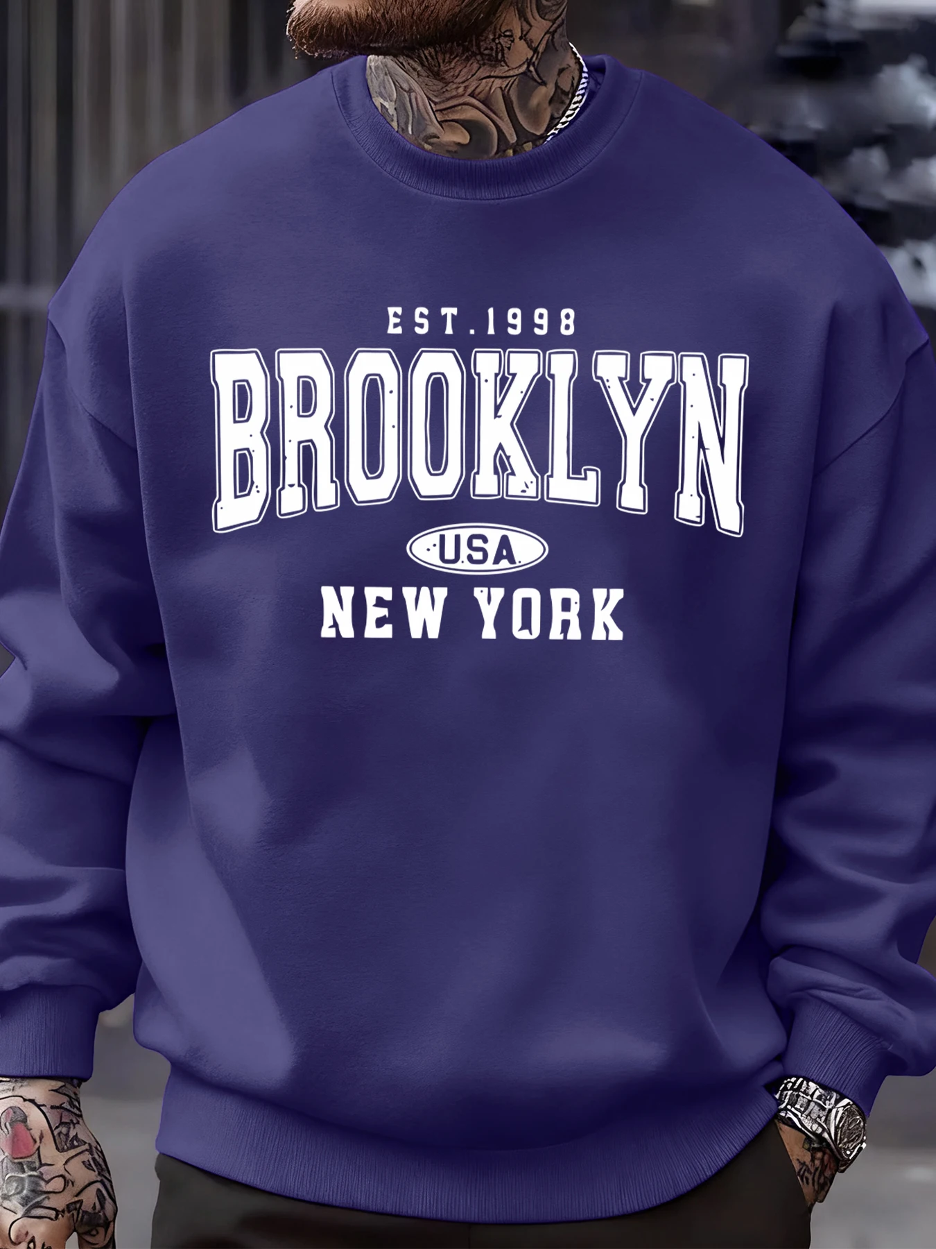 26 Brooklyn New York Usa Print Herren-Sweatshirt Street-Fashion Pullover Fleece Herbst Locker Sitzende Oberteile Lässige Rundhals-Kleidung Unisex – Detail 17