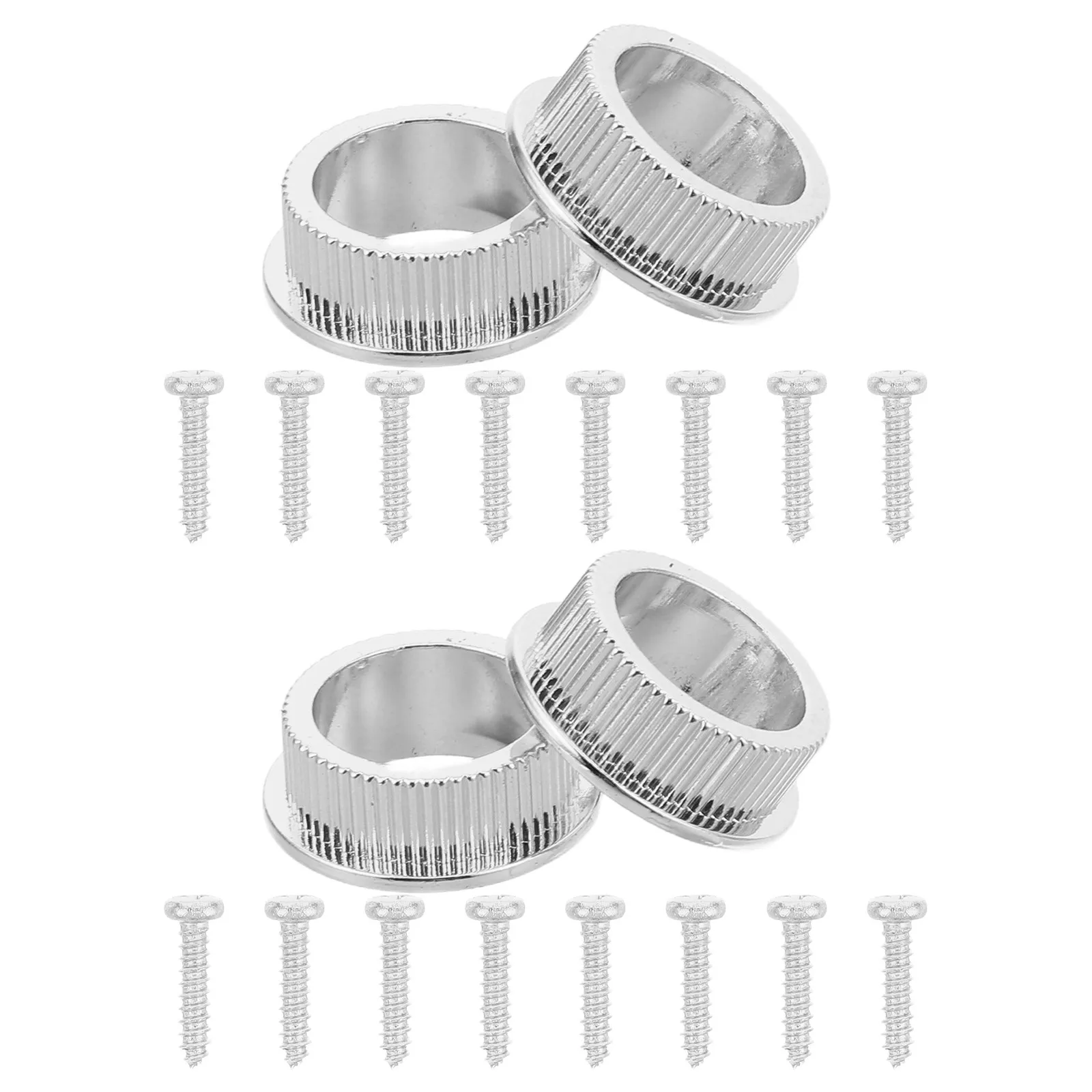 4Sets Bass Tuning Peg Replacement Bushings Metal Threaded Screws Stable Guitar Tuner Reinforcement Rings Electric Bass Repair