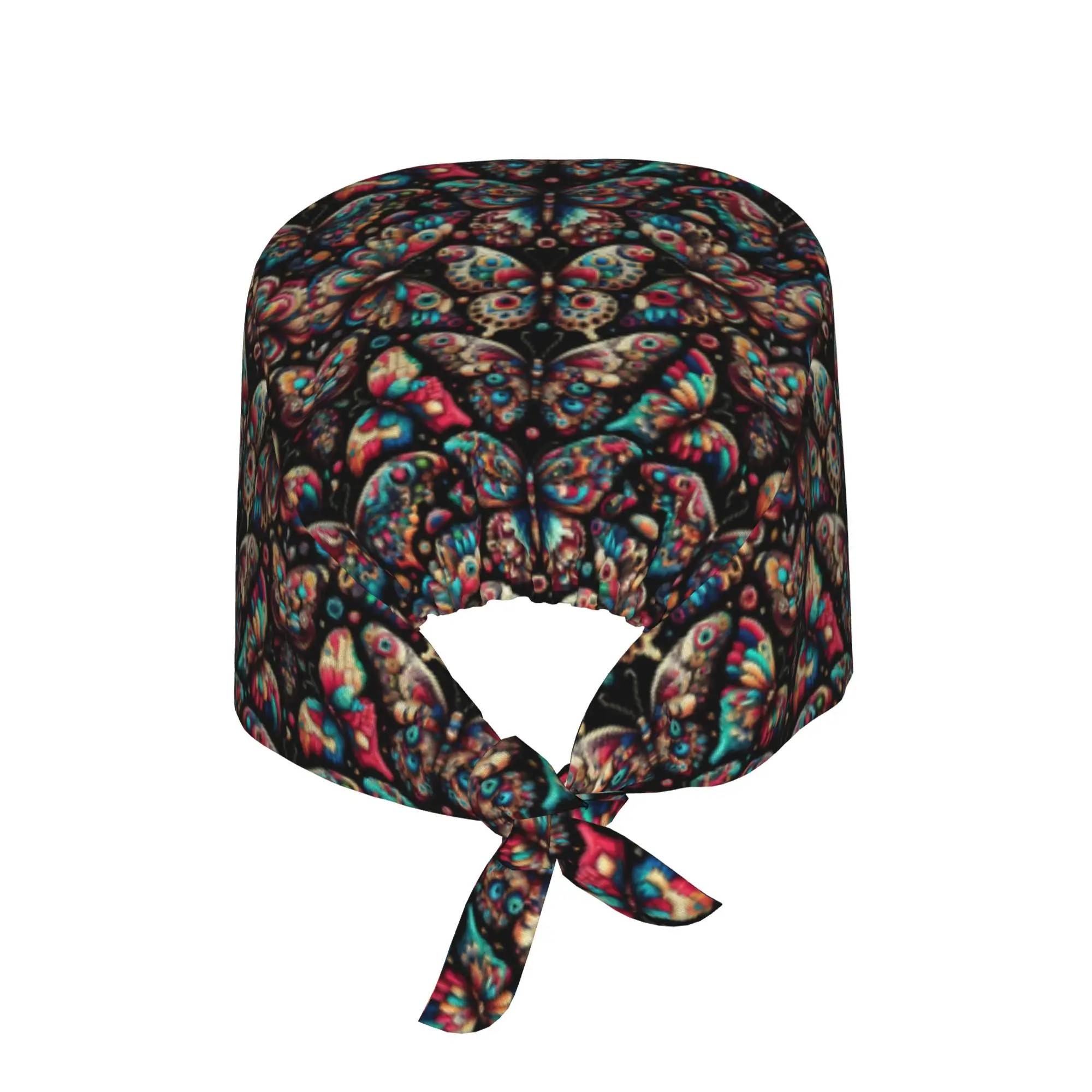 Funny Colourful Butterfly Printed  Medical Staff Scrubs Hat Unisex  Doctor Nursing Surgical Cap Scrub Caps