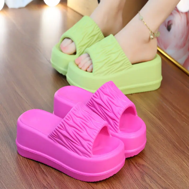 7 cm  9 cm Summer high wedge sandals women's chunky heel mules women EVA flip flops house shoes woman outdoor platform slippers