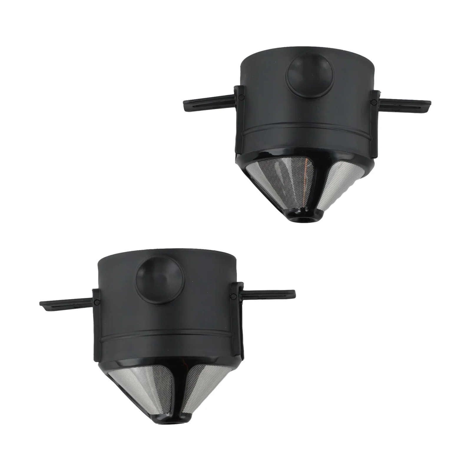 2 Pack Stainless Steel Coffee Filter with Double Layer Microfibre Mesh and Foldable ABS Holders for Travel Home and Outdoor Use