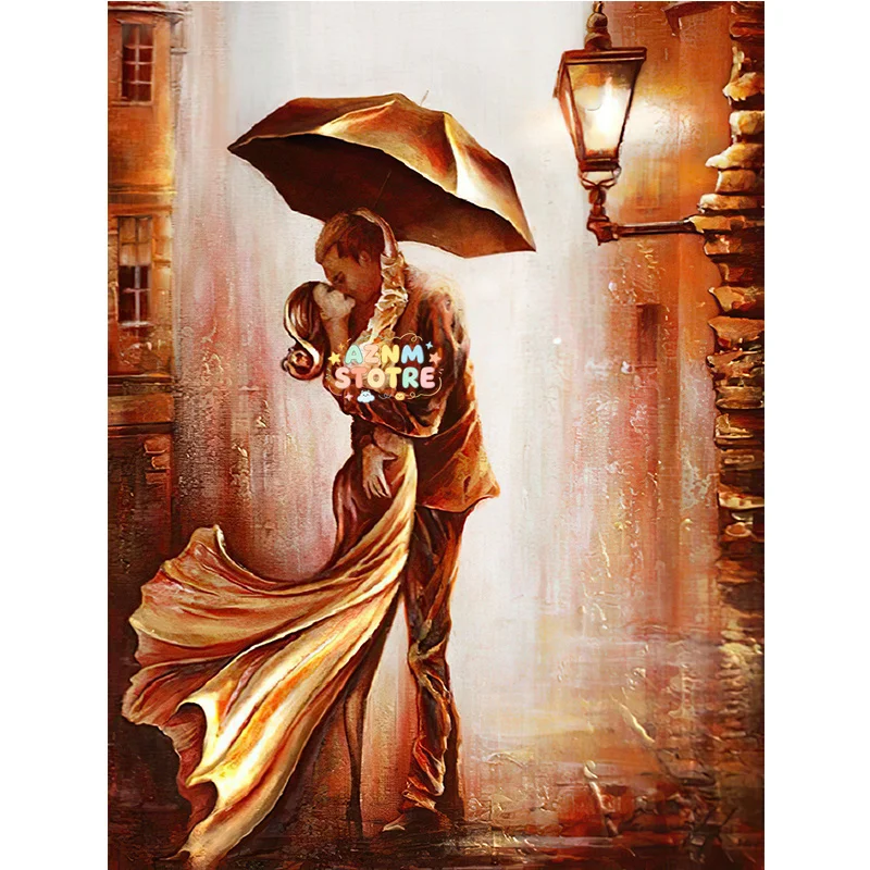 (No frame)Nordic Love Romantic Couple Art Canvas Painting Vintage Golden Beauty Posters and Prints Living Room Decoration Mur