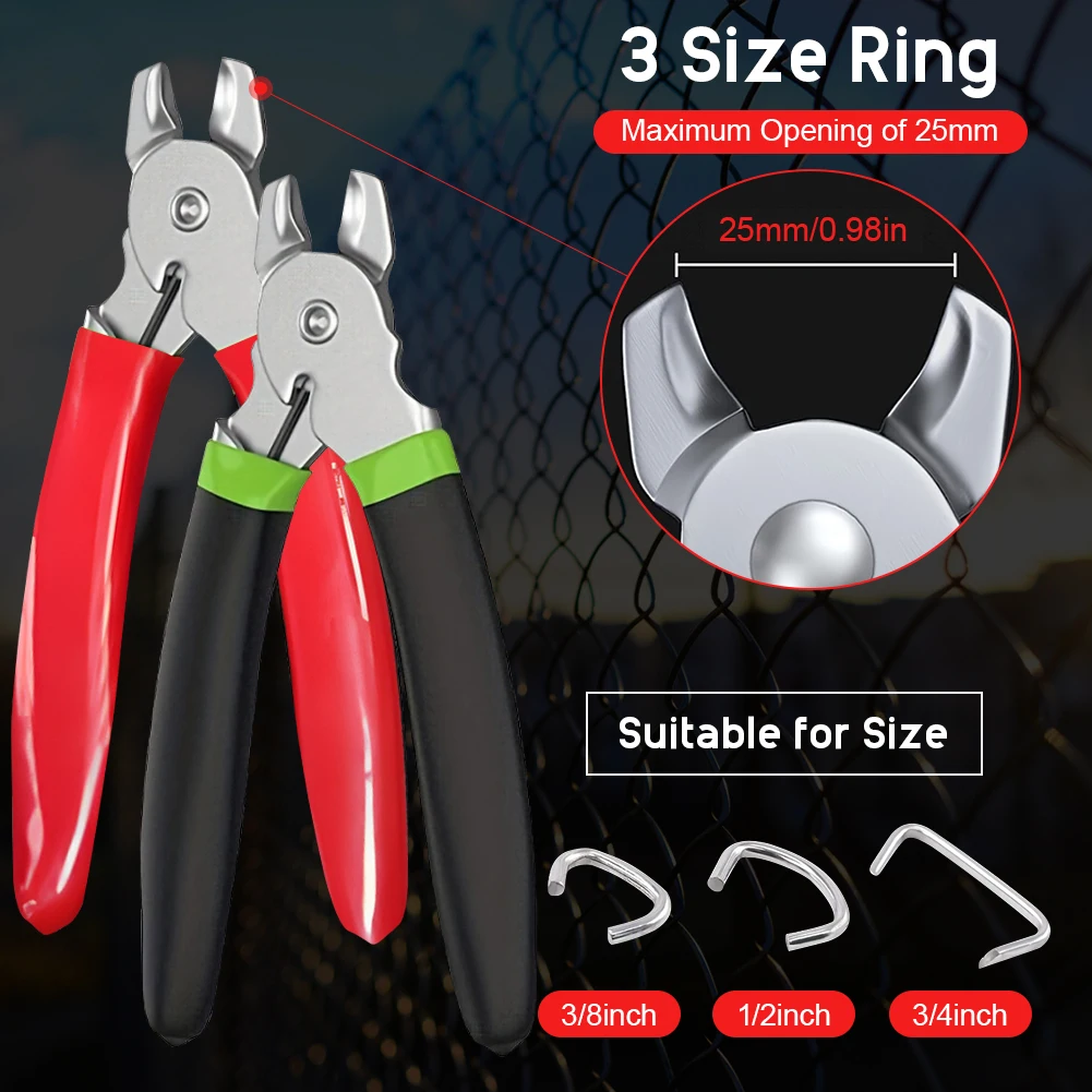 300pcs Hog Rings with Straight Hog Ring Pliers Kit 3/4