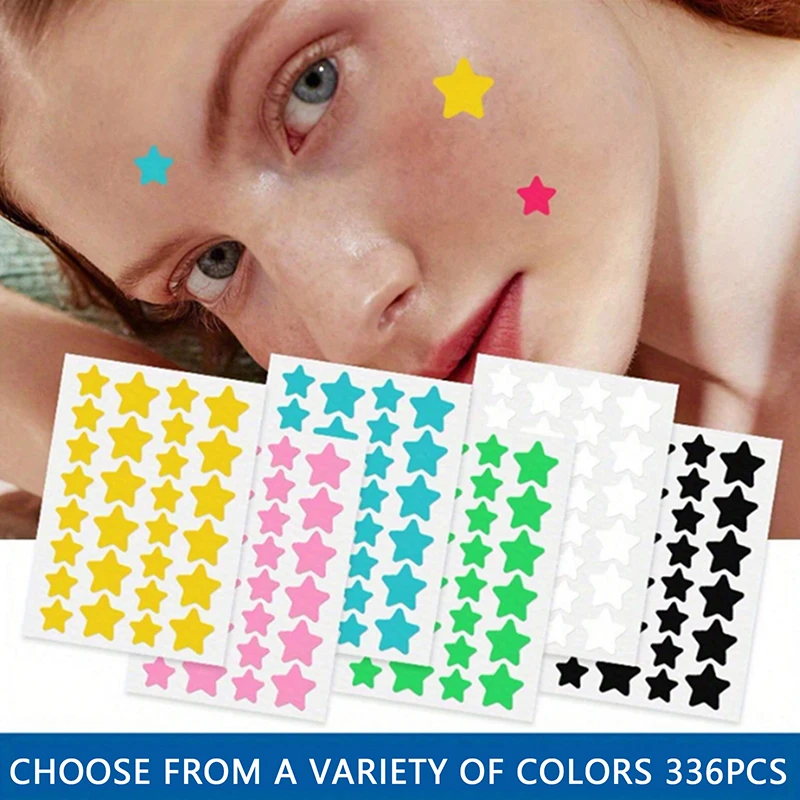 

336pcs Hydrocolloid Pimple Patch Waterproof Colored Stars Shaped Spots Pimple Treatment Concealer Patches Cover Patch