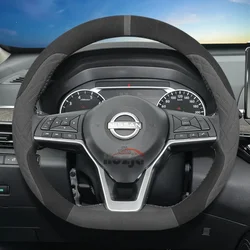 D-type Suede Leather Car Steering Wheel Cover for Nissan X-Trail 2018-2024 Versa 2020-2023 Pathfinder 2022-2025 Accessories