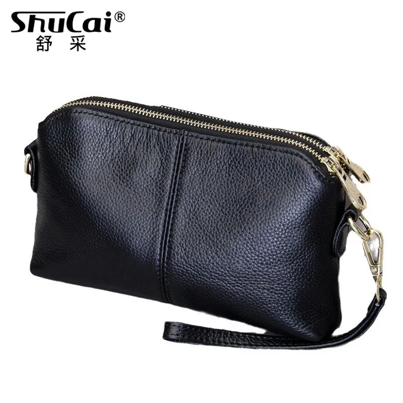 SHUCAI Genuine Leather High Quality Clutch bag Fashion trend Women messenger bag Dual purpose Leisure bag Shoulder Crossbody bag