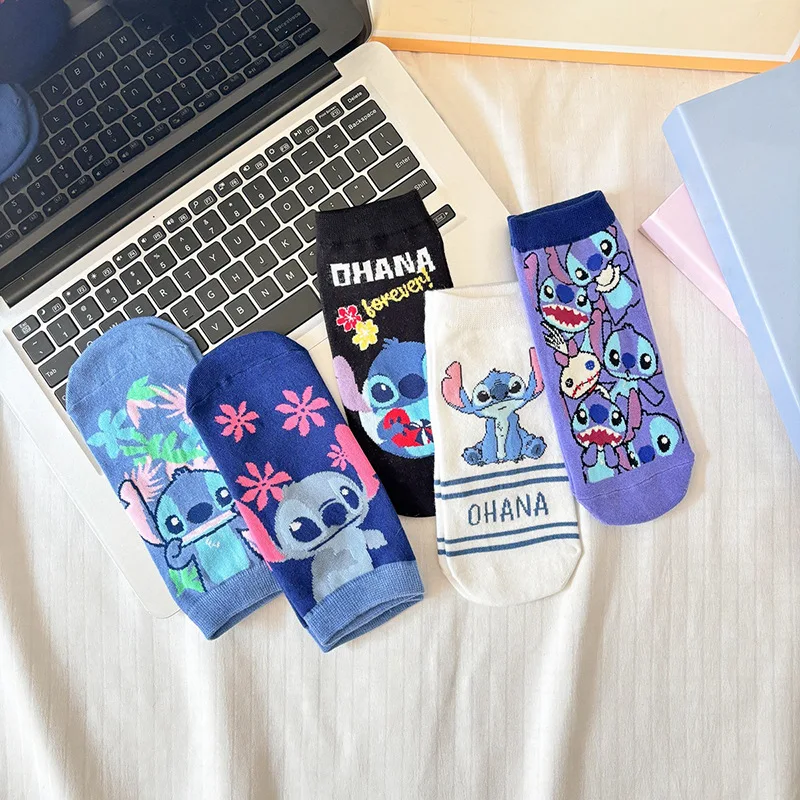 

New Stitch Cotton Socks Short Multi-Color Boat Socks Anime Pattern Simple Breathable for Girls Boys Cute Short Socks
