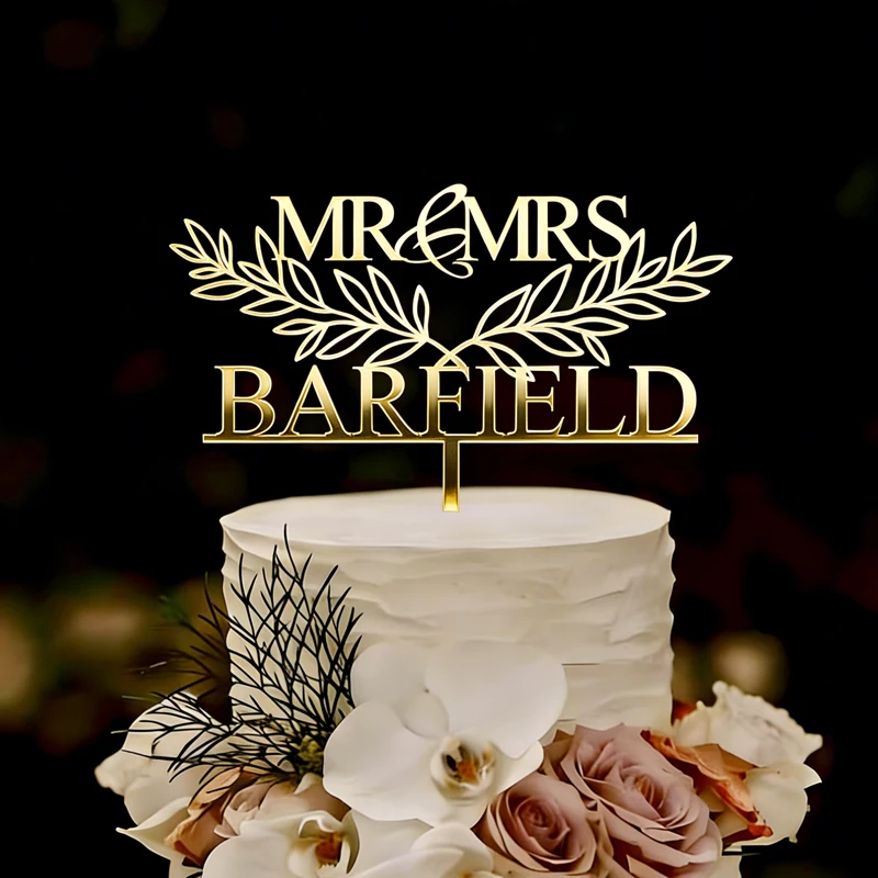 

Personalized Acrylic Cake Topper, Wedding Cake Topper, Custom Cake Topper Mr and Mrs Cake Topper for Wedding