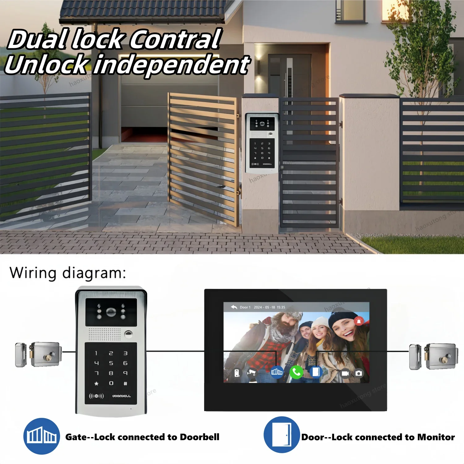 10 Inch Tuya Smart Home Video Doorbell Intercom System Wireless Video Door Phone WIFI 1080P Doorbell Camera RFID Password Unlock