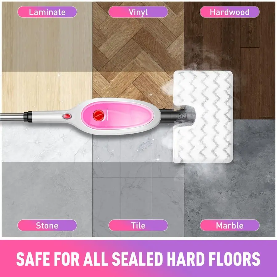 Mop, Detachable Handheld Steam Cleaner with 10in1 Multipurpose Accessories, Twosided Mop, Double Cleaning Area, Multi Surfaces S