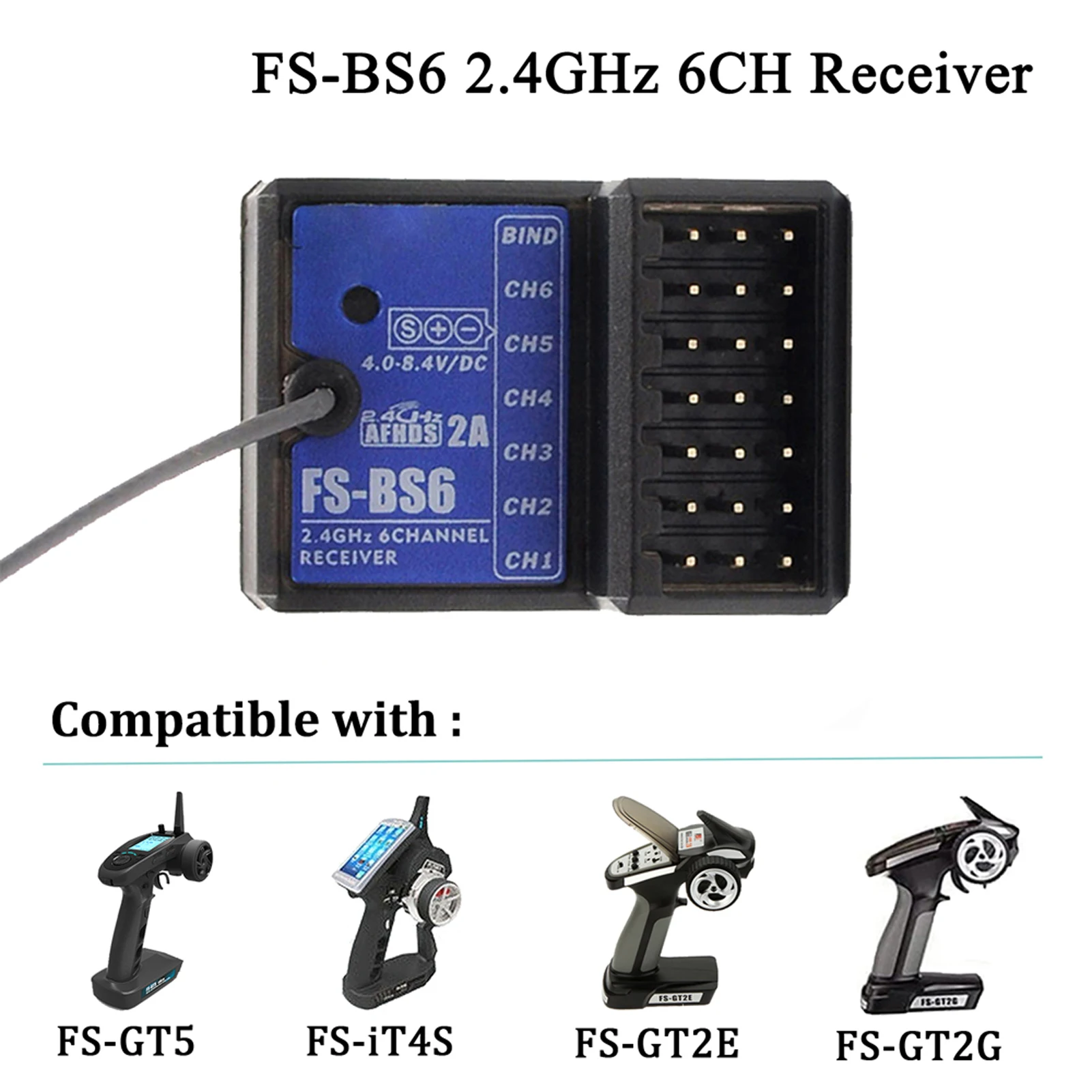 FlySky FS-BS6 استقبال 2.4Ghz 6CH AFHDS2 ل FlySky FS-GT5 FS-IT4S FS-GT2E FS-GT2G الارسال RC سيارة قارب FlySky استقبال