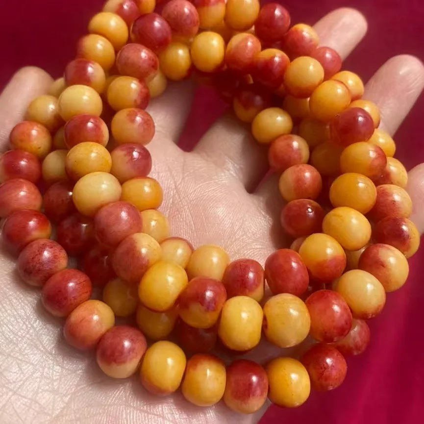 Bull Bone Half Blood 108 Barrel Beads Apple Orchard Bead Plate Play Hand String Bracelet Cultural and Fashion Accessories