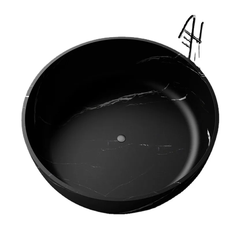 

Artificial Bathtub With Pattern Creative Freestanding Round Bathtub Adult Separate Bath Double