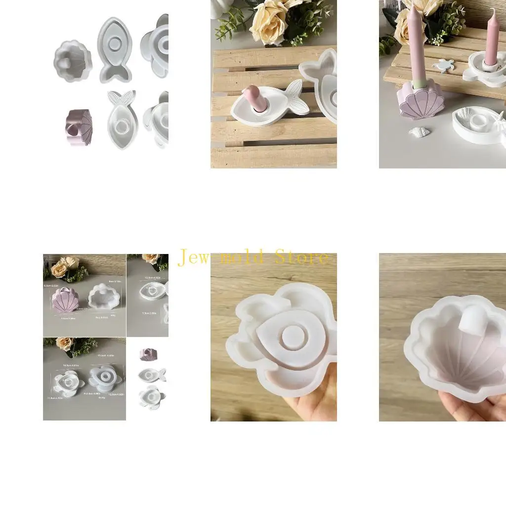 

C71B Пакет из 3 гибкой силиконовой свечи для держателей Tealight в раковине черепах дизайнов рыб легко в использовании
