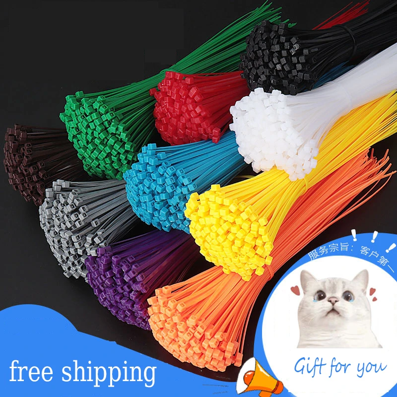 Self‑locking cable ties 100/150/200mm Multicolour Plastic Zip Wire Binding Wrap Straps DIY Cable Fasten Organiser