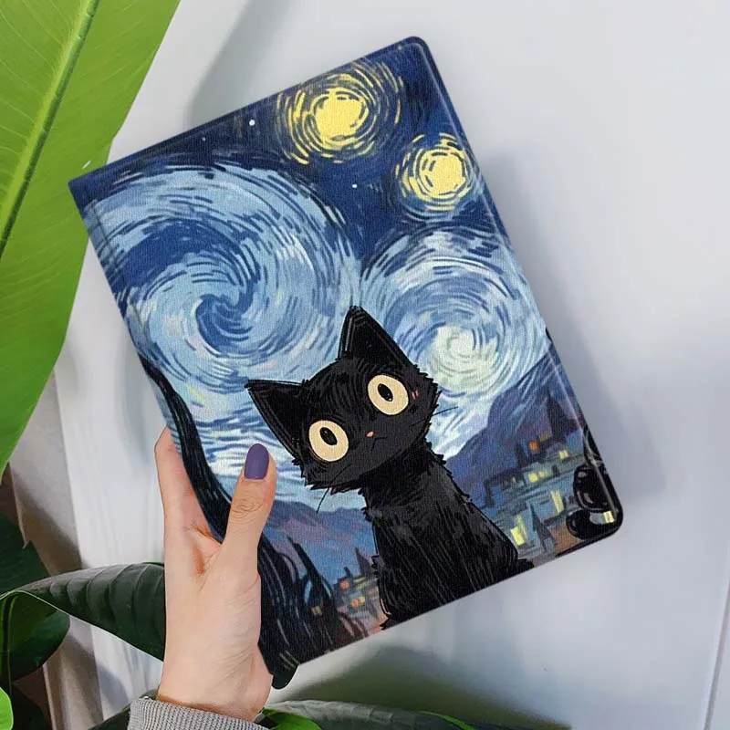 Cartoon Van Gogh Cat For Samsung Galaxy Tab S11 S10 S9 S8 S7 S6 A11 A9 A8 A7 10.5 10.4 Lite FE Plus Inch Tablet Case