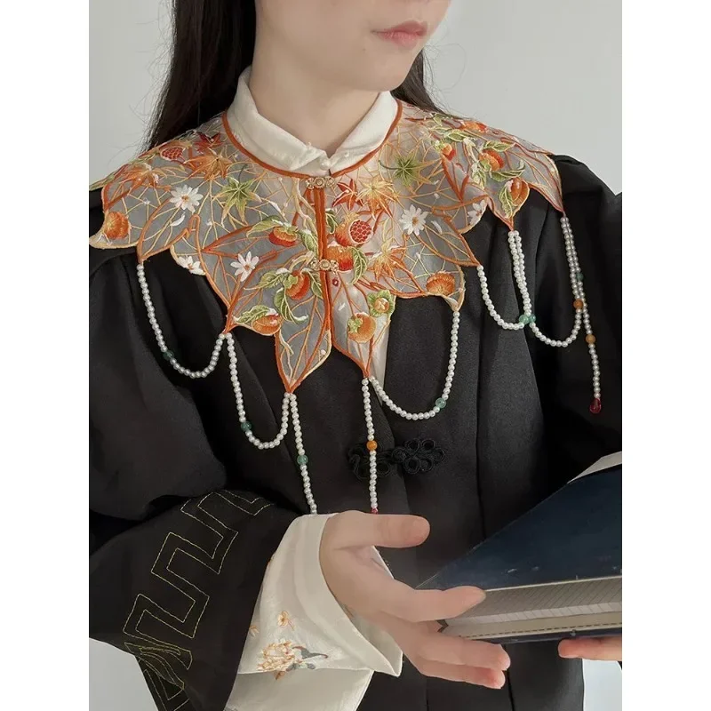 

Оригинальный женский традиционный китайский Cheongsam с вышитым жемчугом, украшенный облаком на плечо, академическая форма, аксессуары, шаль