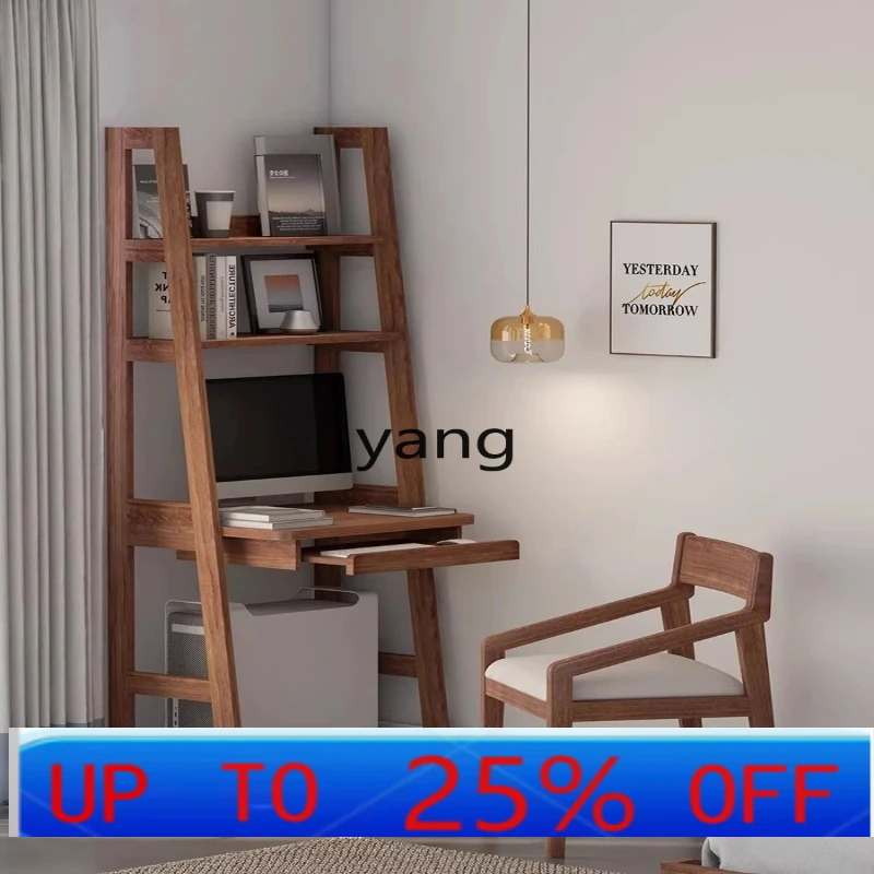

Lcx all solid wood desk bookshelf combination simple small apartment bedroom bedside computer desk