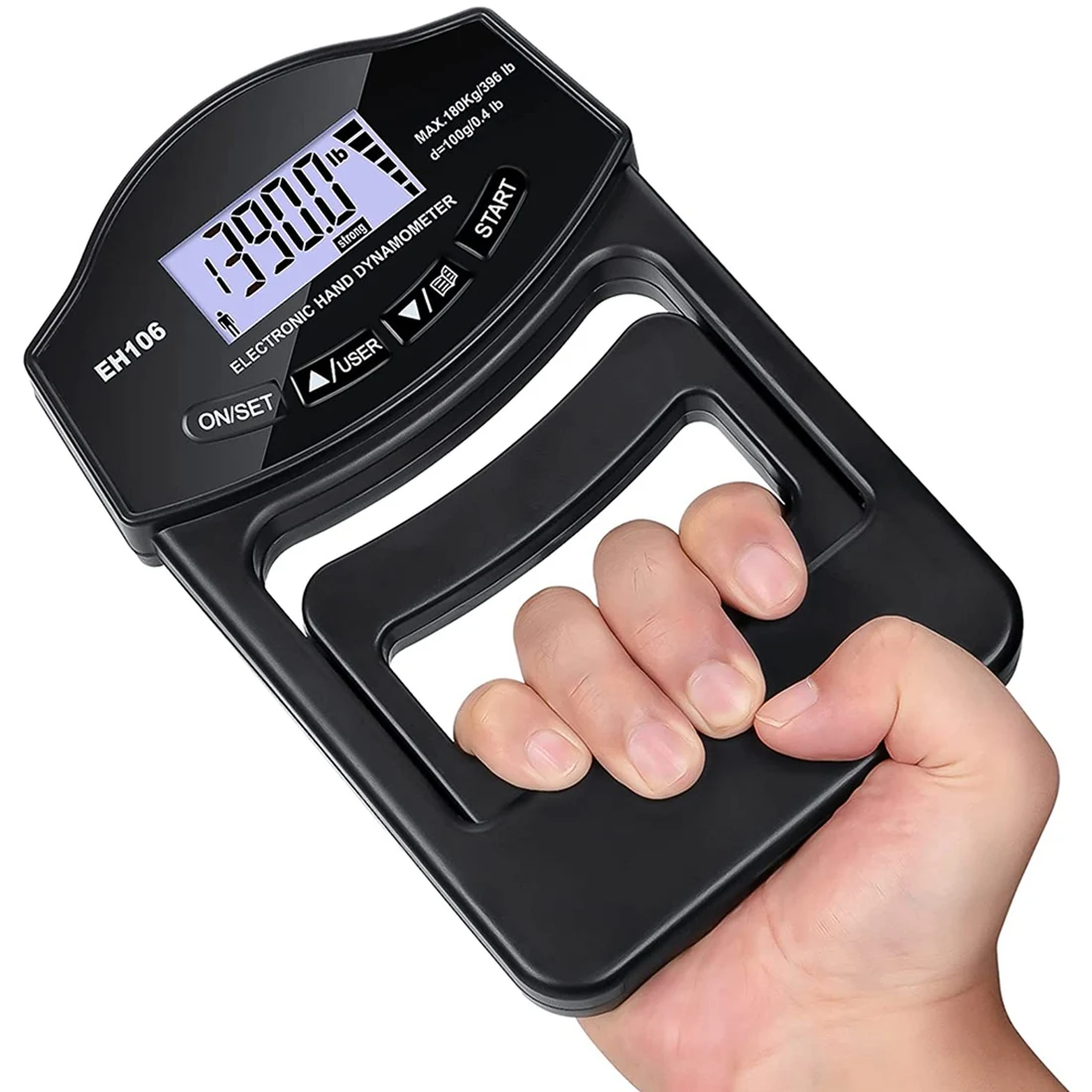 Probador de fuerza de agarre B57AG, dinamómetro de mano Digital de 396 libras/180Kg, medidor de fuerza de agarre, pantalla LCD USB, dinamómetro de agarre de mano