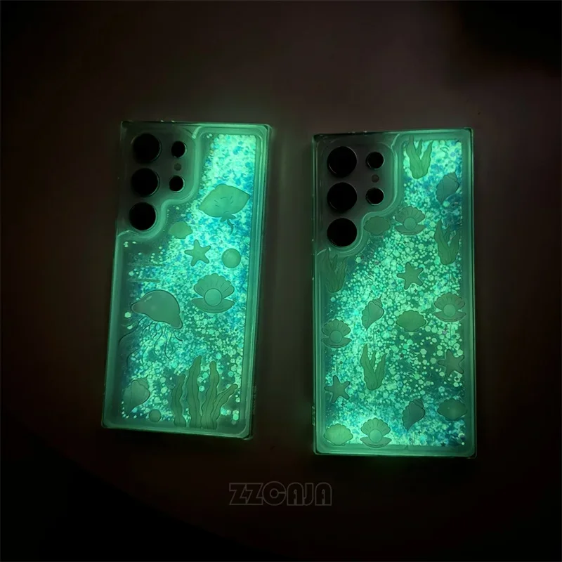 Luminous Butterfly For Samsung Galaxy A15 A25 A35 A55 A14 A24 A34 A54 A13 A23 A33 A73 Case Shiny Liquid Quicksands Glitter Cover