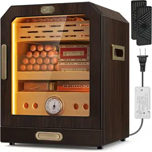 Large Capacity Cigar Humidor with Magnetic Door, 3 Layers, Holds 100-150 Cigars, Includes Accessories