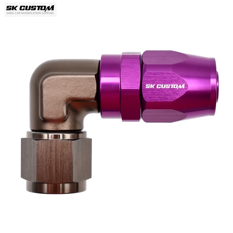 SK CUSTOM Aluminium Gevlochten Olieslangfitting Haakse Fitting Motorolie Radiatorfitting AN4 AN6 AN8 AN10