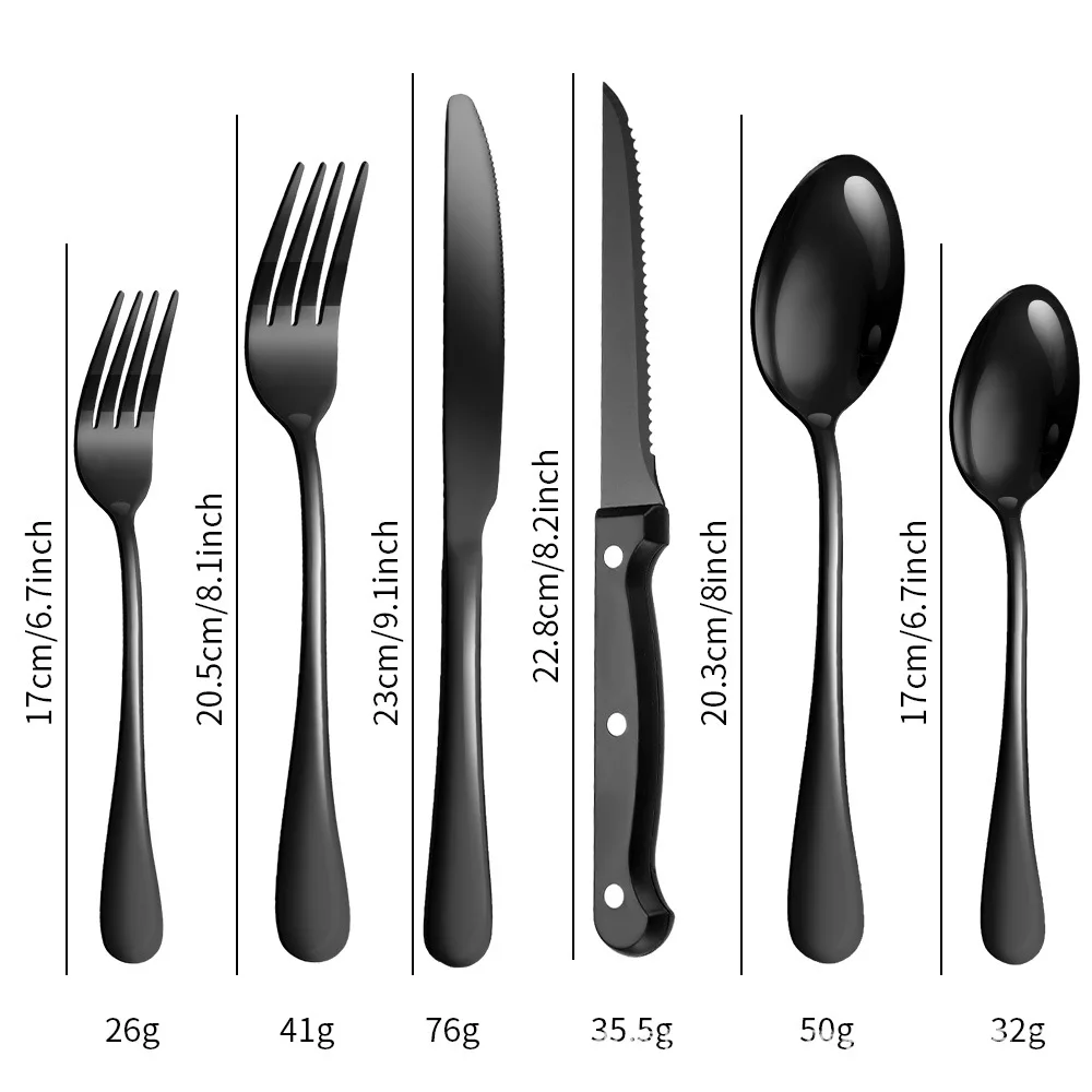 

48PC stainless steel silverware cutlery set including knife/fork/spoon, steak knife, mirror polishing, dishwasher safety