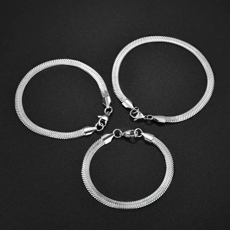 Classic Snake Chain Bracelet Men Women Trend Width 3/4/5mm Stainless Steel Chain Bracelet For Men Jewelry Gift Wholesale