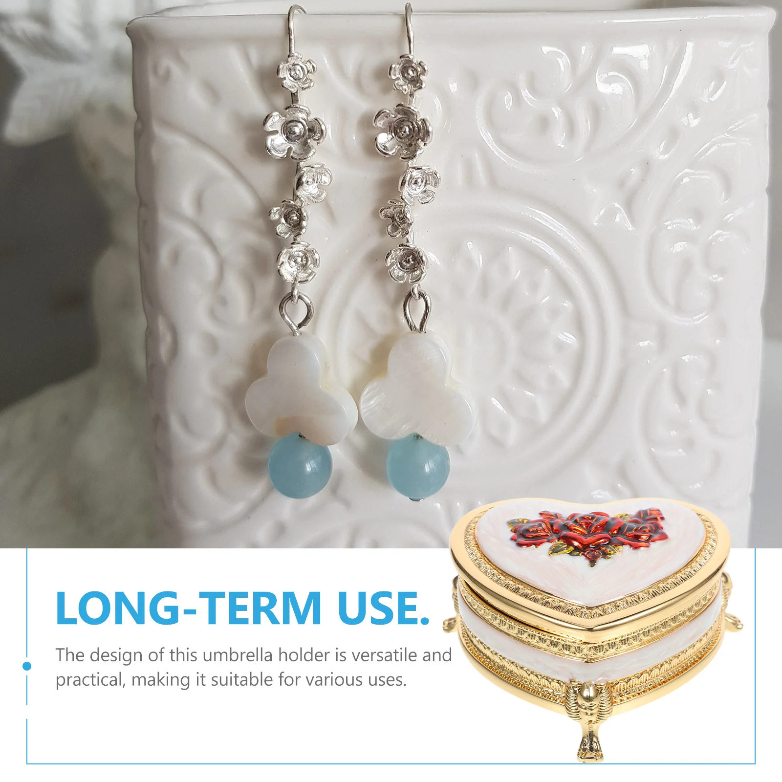 

Vintage Jewelry Box, Retro Metal Trinket Storage Case, Zinc Alloy Earring Ring Organizer, Decorative Box For Necklace